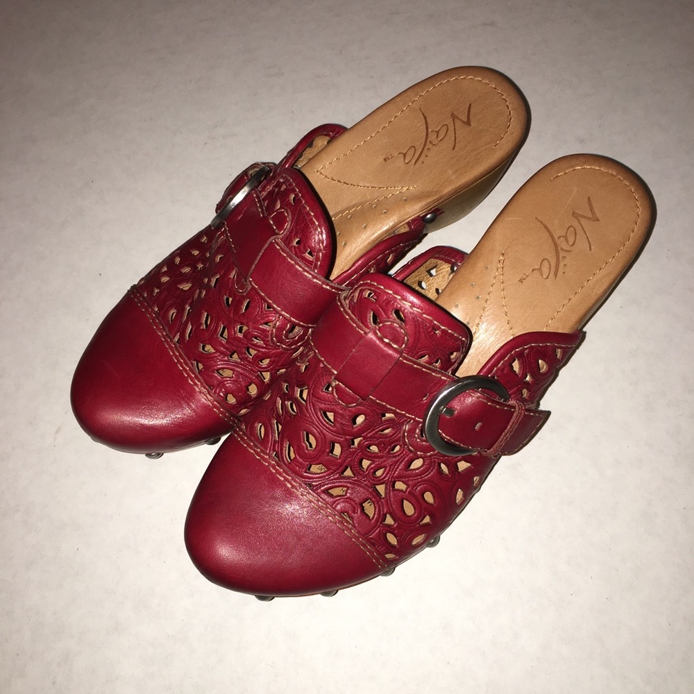 Naya Red Studded Buckled Clogs 6M